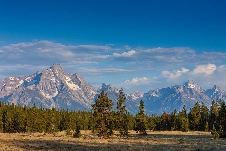 Mountains, Hill, Yellowstone, National Park, Nature, Travel, Grand Teton National Park, Wyoming, Scenic, Clouds, Woods