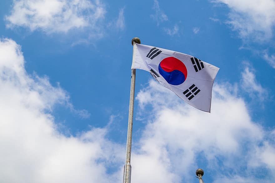 flaga, Korea Południowa, kraj, transparent, symbol, Azja