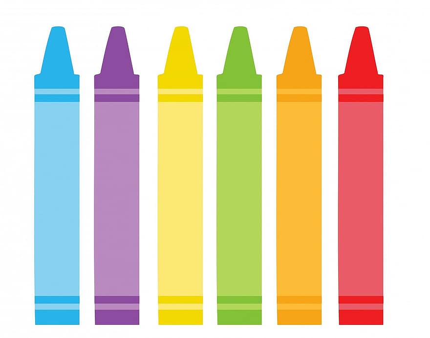 bút chì màu, Bút chì sáp, Đầy màu sắc, đỏ, trái cam, màu xanh lá, màu vàng