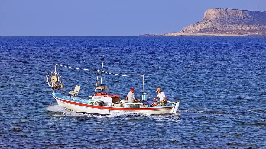 båt, fiske, reise, fritid, utendørs, rekreasjon, ayia napa, hav, fiskere