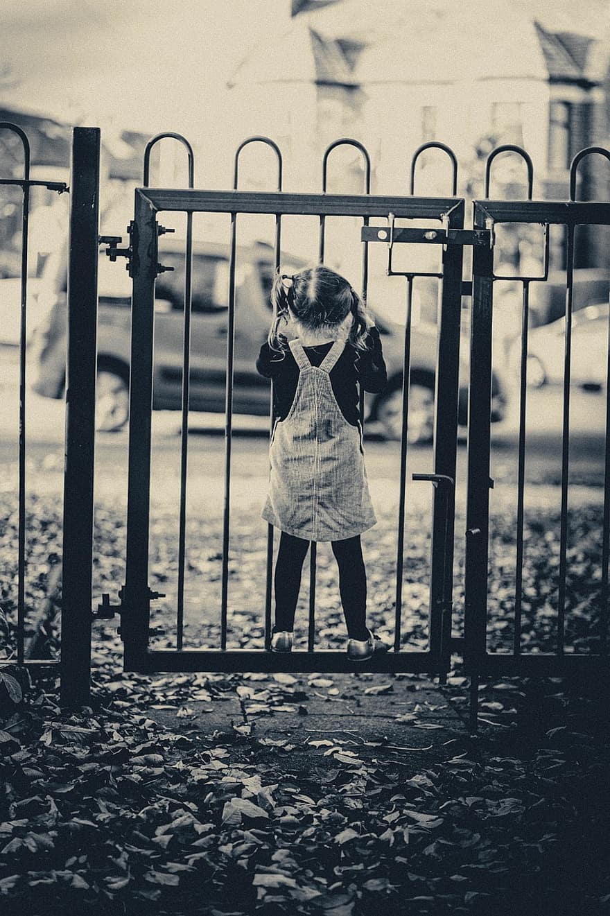 Kid, Girl, Playing, Gate, Childhood, Playful, Female, Child, Young, Cute, Adorable