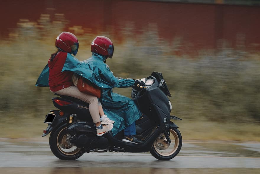 scooter, pluja, yamaha, asia