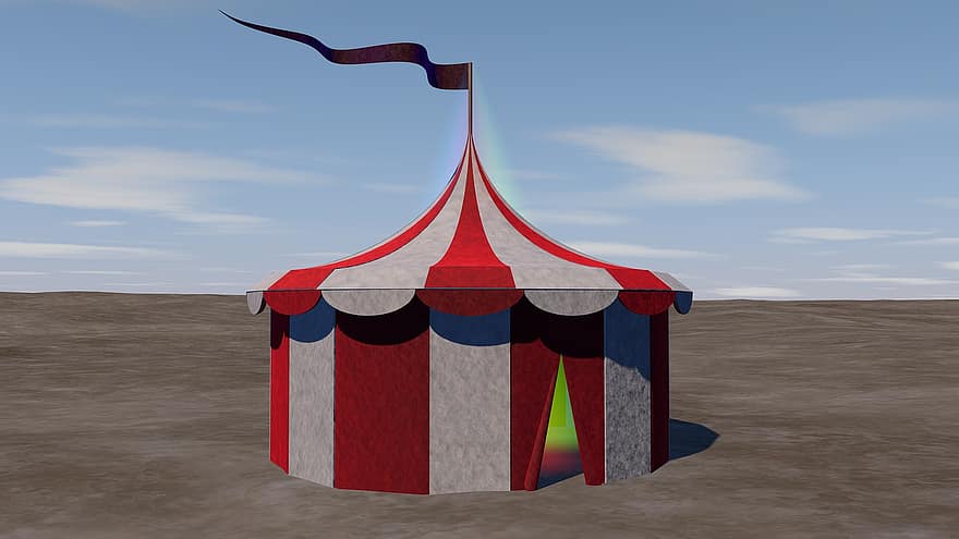 tenda sirkus, tenda karnaval, Membuat 3d, 3D Mockup, ilustrasi, biru, latar belakang, perayaan, tenda, menyenangkan, tenda hiburan