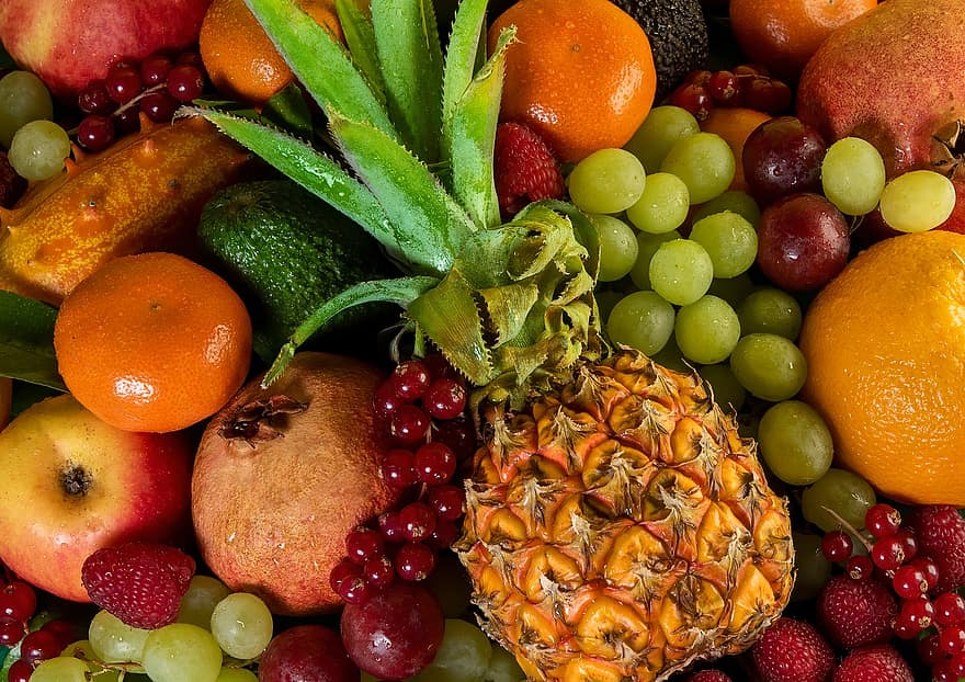 плодове, здрав, хранене, витамини, органичен, ананас