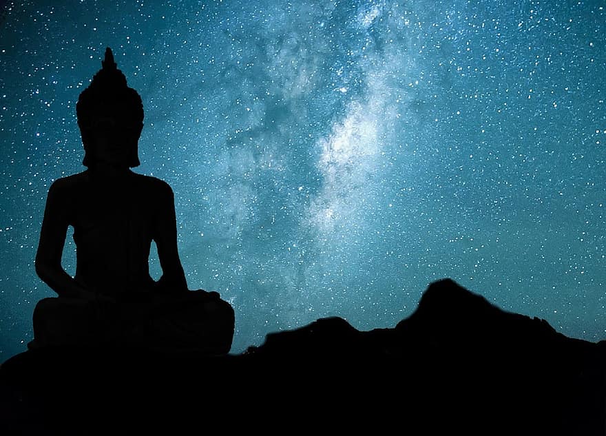Buddha, buddhismus, rozjímání, náboženství, postava, Asie, věřte, fernöstlich, Tibet, kosmos, vesmír