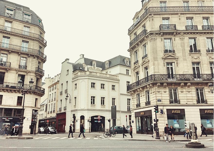 باريس ، شارع ، فرنسا ، هندسة معمارية ، البنايات ، أوروبا
