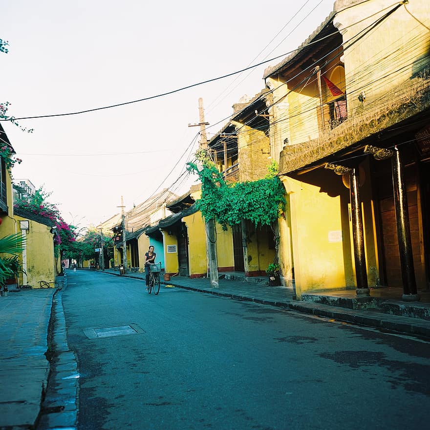 ulice, Vietnam, město, hội an, da nang, architektura, cestovat, krajina, alej