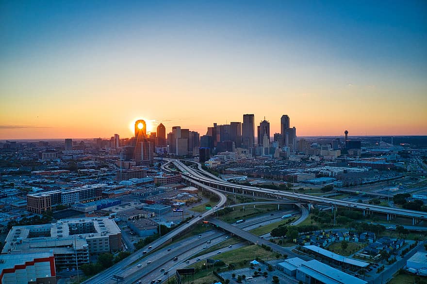 solnedgang, Dallas, texas, landskap, skumring, himmel, skyline, rolig, Urban, fredelig, usa