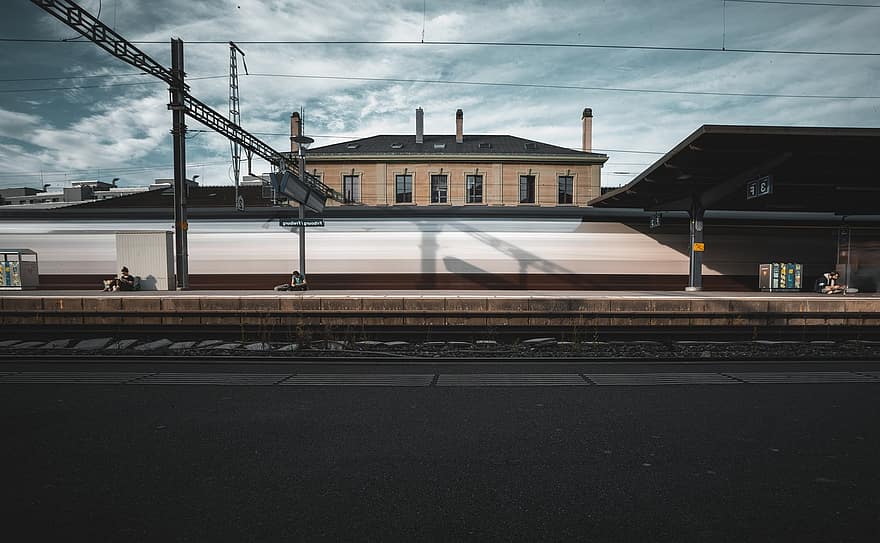 gare, chemin de fer, Fribourg, Suisse, Plate-forme, ville