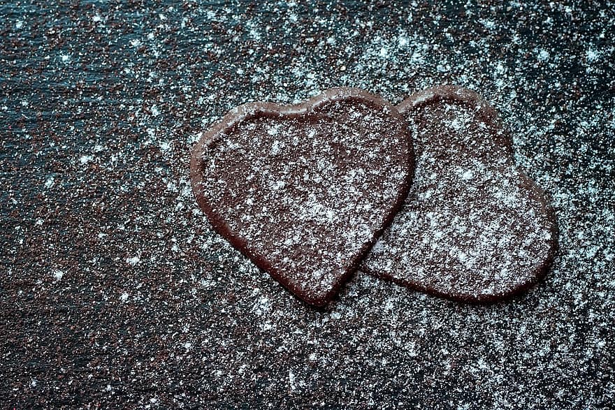 шоколад, сърце, Свети Валентин, бонбони, захарни изделия, обичам, брашно, фонове, във формата на сърце, едър план, блясък