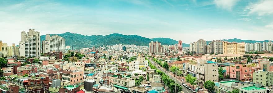 Miasto, podróżować, Korea, turystyka, Budynki, architektura, rodzinne miasto, pejzaż miejski, miejska linia horyzontu, wieżowiec, na zewnątrz budynku