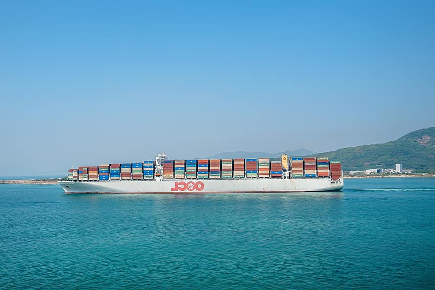 kontenerowiec, statek towarowy, Oocl Egipt, morze, Wysyłka , transport, transport towarowy, kontener ładunkowy, statek morski, środek transportu, statek przemysłowy