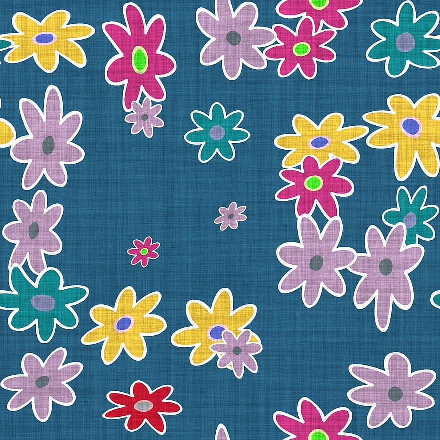 Background, Texture, Flowers, Fabric, Seamless