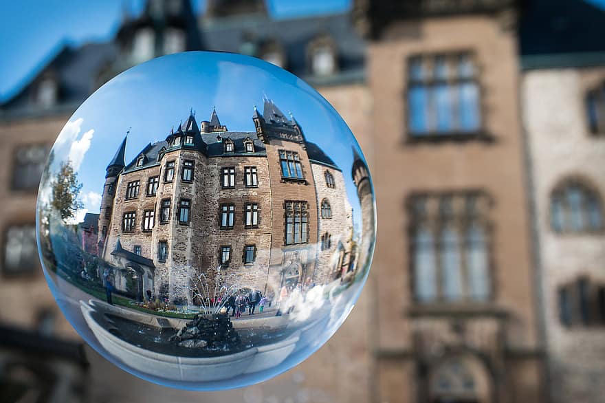 glazen bol, kasteel, wernigerode, hars, globe afbeelding, 360 ° foto, bal, historisch, interessante plaatsen