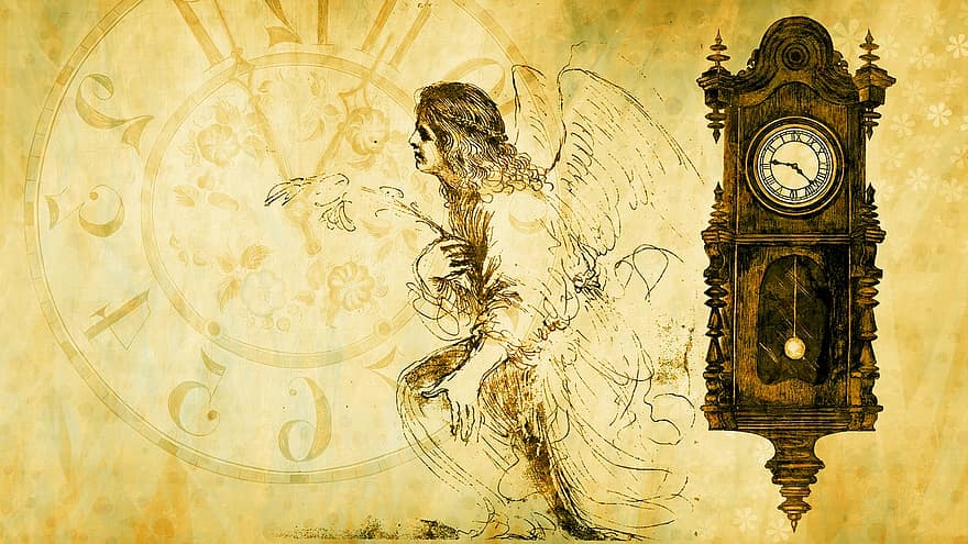 Angel, Time, Clock, Transience, Deadline, Minute, Hour, Second, Numbers, Watch, Timepiece