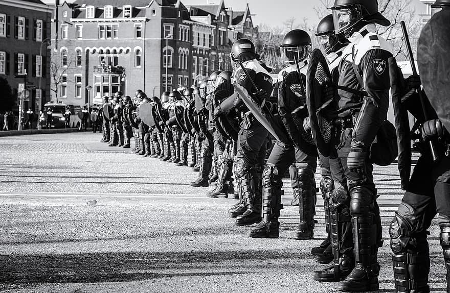 politiet, armerte styrker, hær, vakter, amsterdam, by, militær, uniform, politistyrke, krig, parade