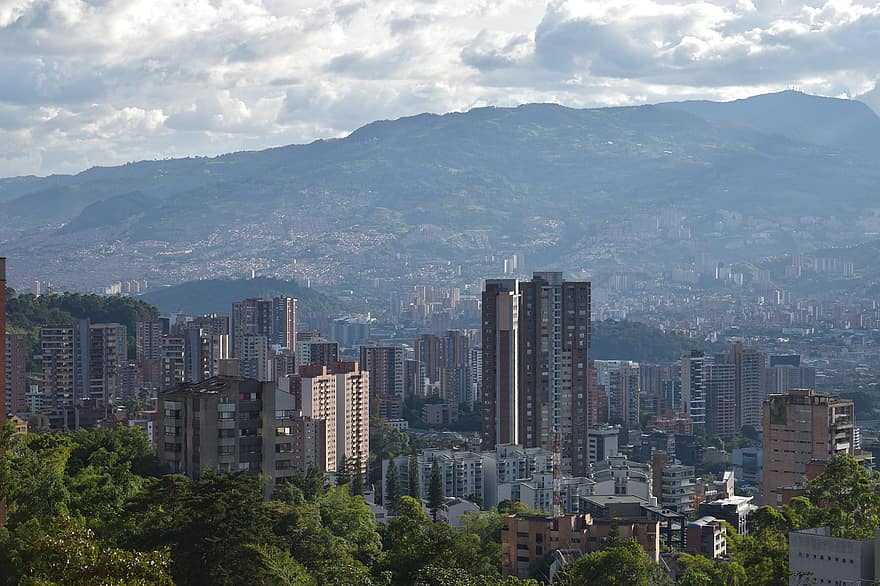 város, épületek, utazás, idegenforgalom, Medellin