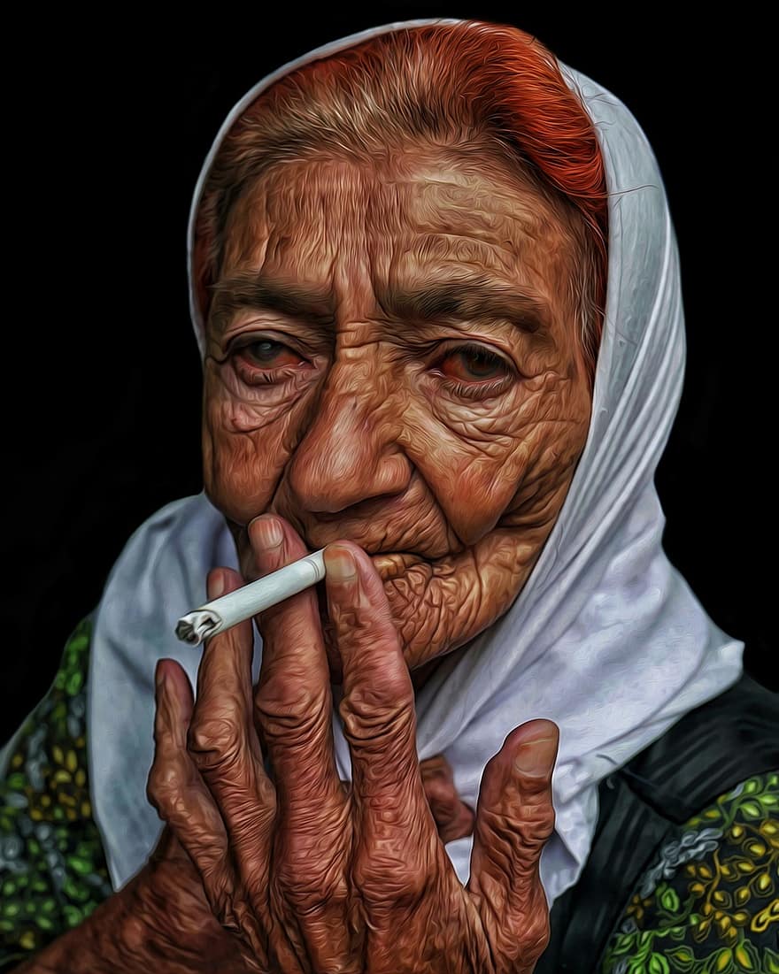 nainen, savuke, tupakointi-