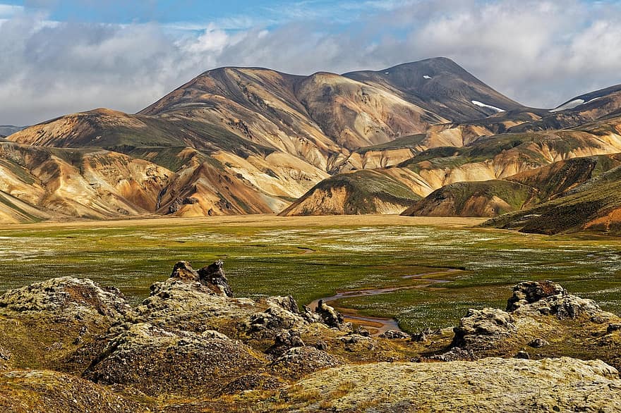 гори, природи, поле, Ісландія, landmannalaugar, лаугавегур, вулкан, декорації, долина