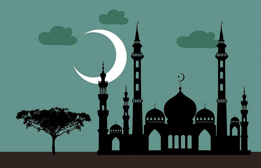 ramadan, kareem, Luna, masjid, eid, Arábica, noche, invitación, decoración, islámico, árabe