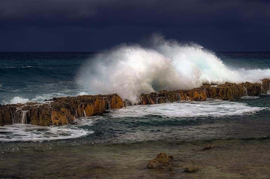 olas, rompeolas, mar, costa, chapoteo, línea costera, playa, Costa rocosa, rocas, Oceano, agua