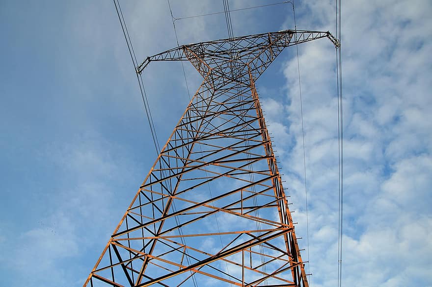 Electrics, Electrical Wiring, Column, High Voltage, Wires, Steel Structure, Mast