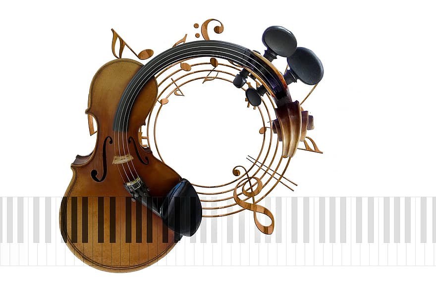 mūziku, klavieres, vijoles atslēga, clef, tonkunst, taustiņus, sastādīt, vijole, koncerts, skaņu, tastatūra