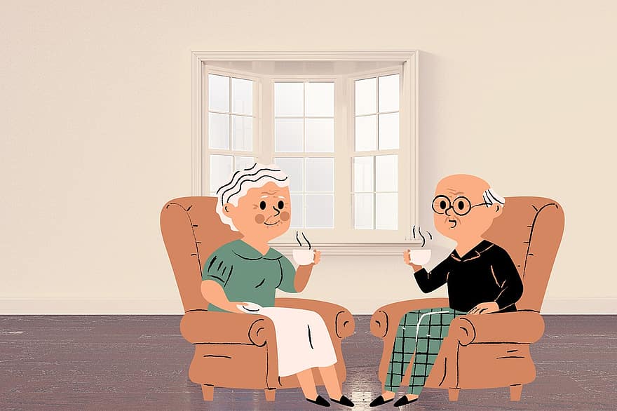 Пожилые граждане, дом престарелых, Пожилая пара, женщина, человек, расслабляющий, старая пара