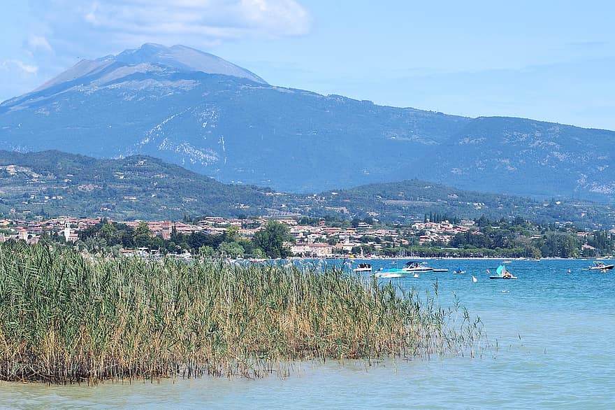 monte baldo, jezero, Itálie, lazise, Příroda, letní, voda, modrý, krajina, hora, cestovat