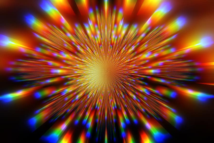 abstrakti, räjähdys, säteet, värikäs, prisma-, psykedeelinen, linjat, valo, alkuräjähdys, maailmankaikkeus, kuvio