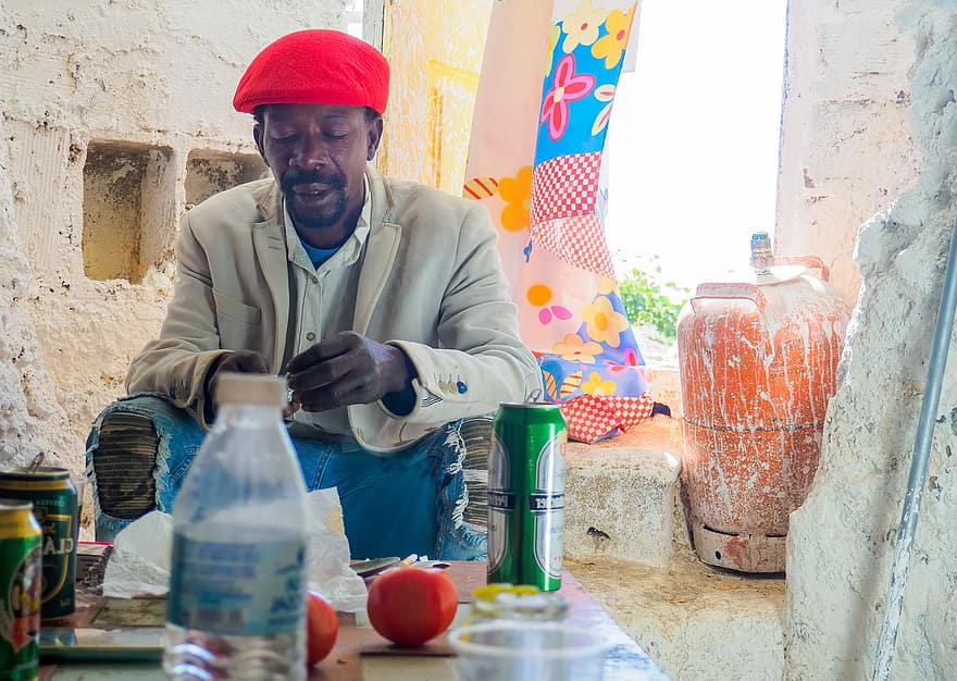 senegalilainen, luola, mies, Senegal