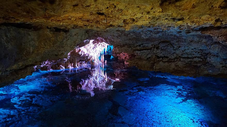 grotta, lago sotterraneo, stalattiti, riflessione, acqua, metropolitana, caverna, porto cristo, Mallorca, Maiorca