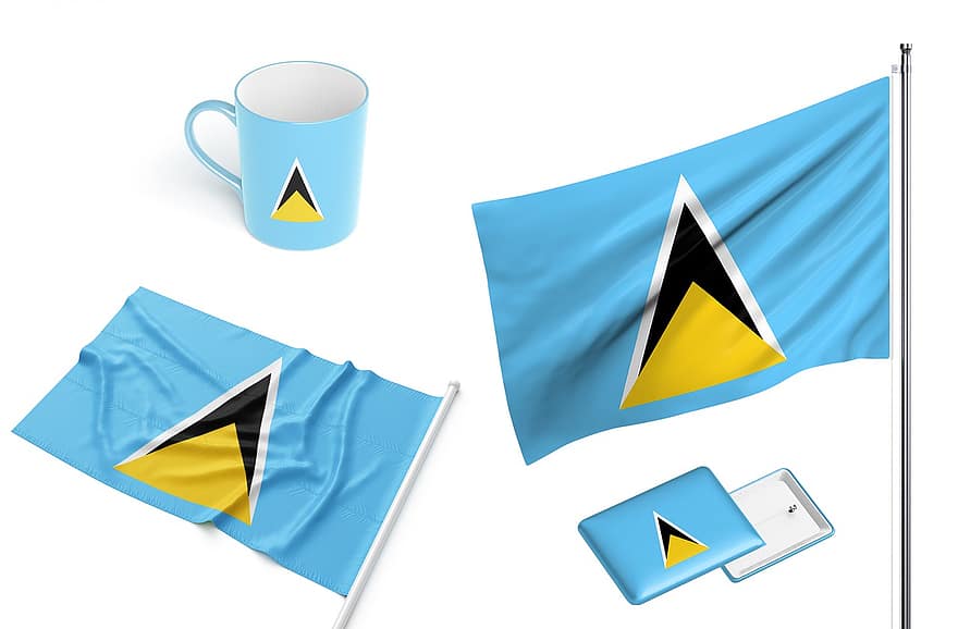 maa, lippu, Saint Lucia, kansallinen, symboli