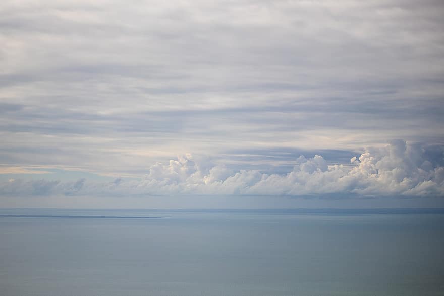 σύννεφα, ουρανός, θάλασσα, Roll Clouds, συννεφιασμένος, ωκεανός, νερό, ορίζοντας, φύση, τοπίο