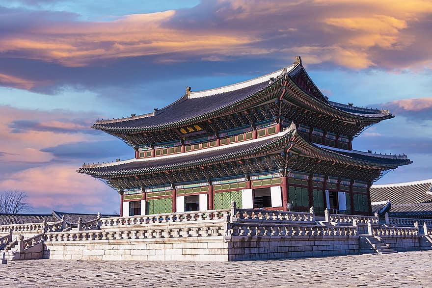 gyeongbokgung ، معبد ، معلم معروف ، بناء ، هندسة معمارية ، تاريخي ، قصر جيونج بوكجيونج ، قصر ، تقليدي ، سيول