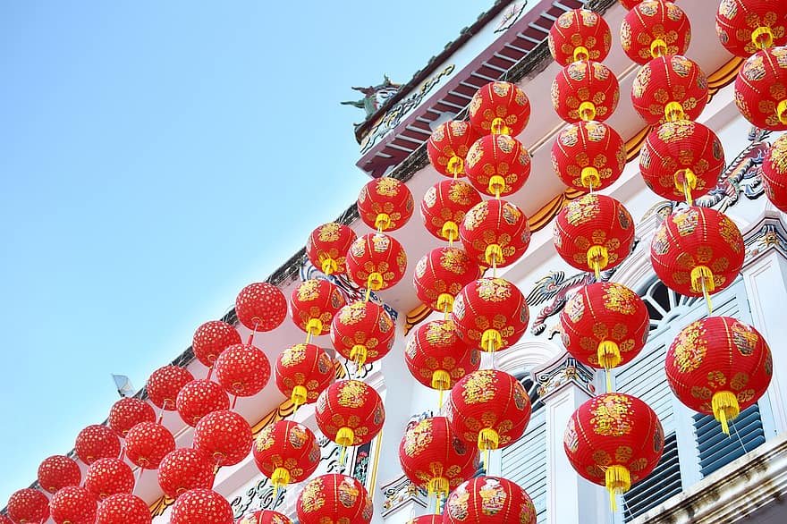 lentera Cina, lentera, cahaya, Cina, dekorasi, Kuil, tradisional, Asia