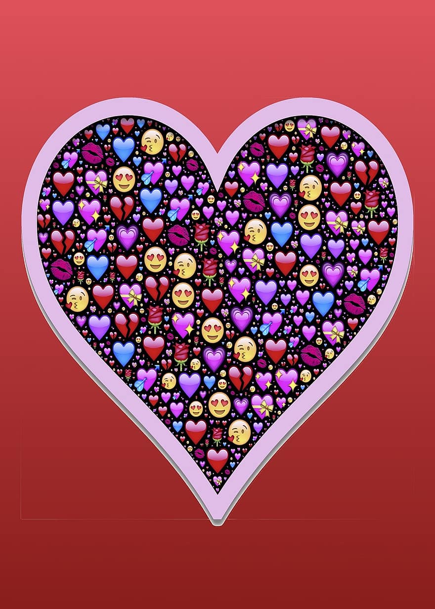 emoji, srdce, miláček, náklonnost, milovat, atrakce, vášeň, emoce, roztomilý, symbol, emotikonu
