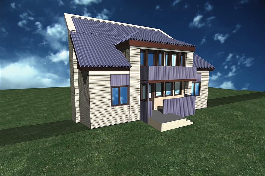 casa, cabaña, modelo 3d, cantidad, proyecto, Arhitekrtura, edificio