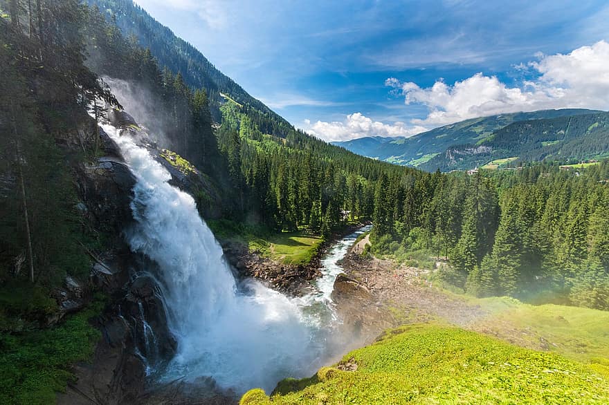 naturaleza, cascada, Alpes