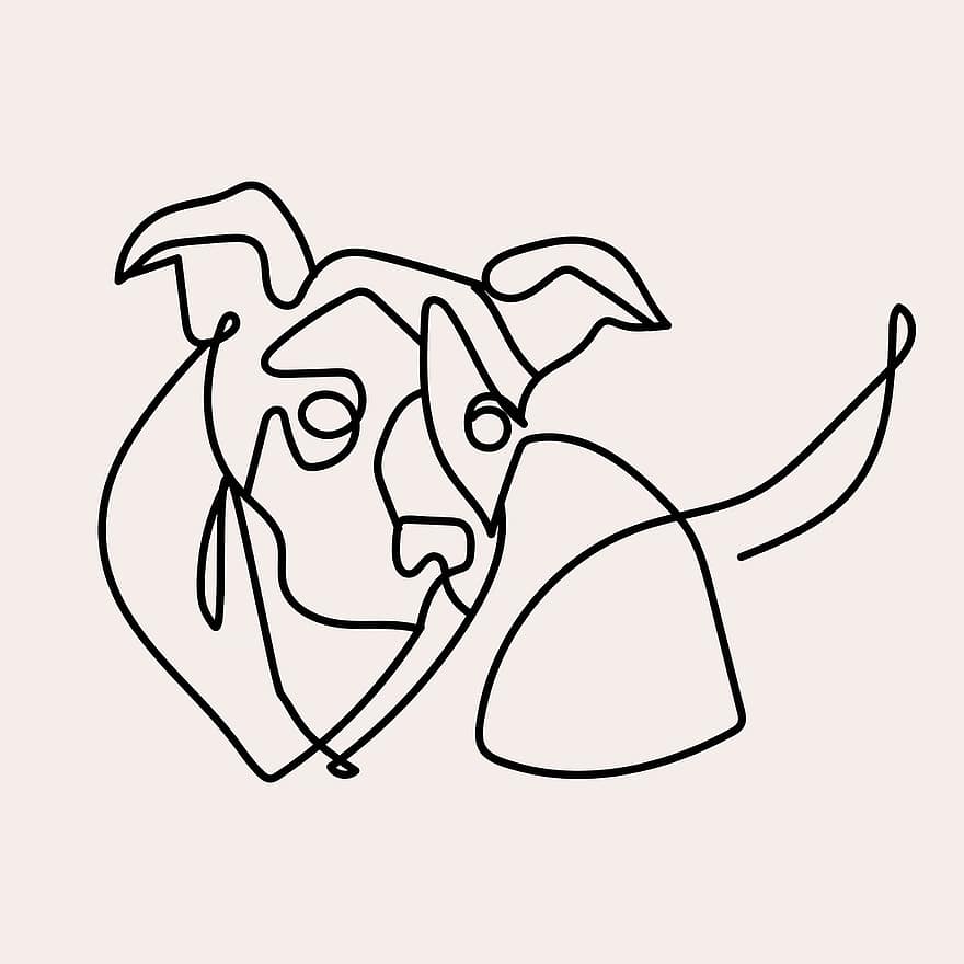 Dog, Pet, Line Art, Animal, Domestic, Canine, Mammal, Purebred, Drawing, Background, illustration