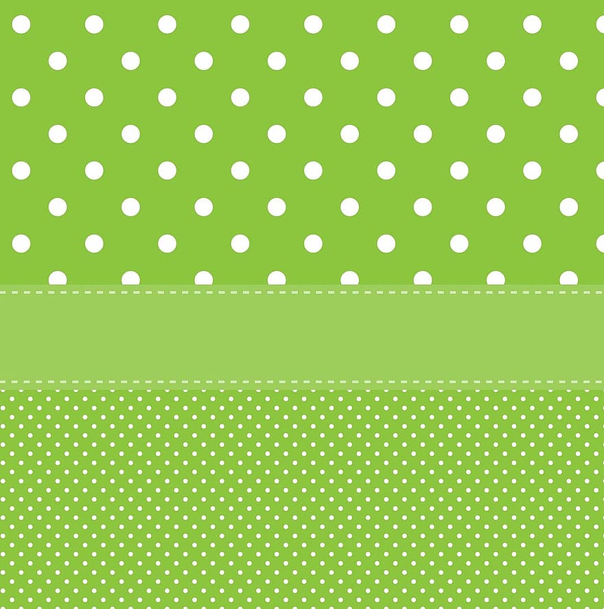 polka prikker, grønn, hvit, prikker, flekker, kort, mal, bakgrunn, papir, mønster, design