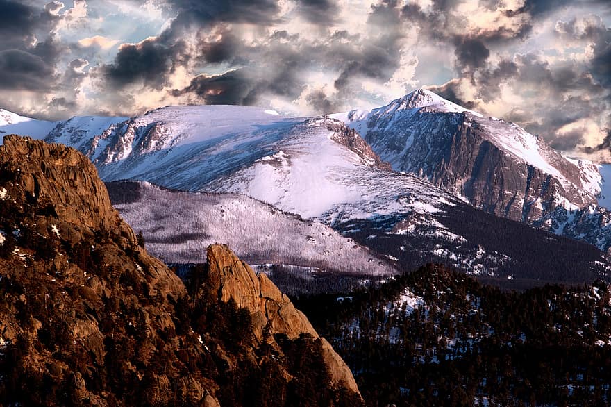 горы, Альпы, облака, встреча на высшем уровне, Колорадо, пустыня, Восход, небо, природа, гора, горная вершина