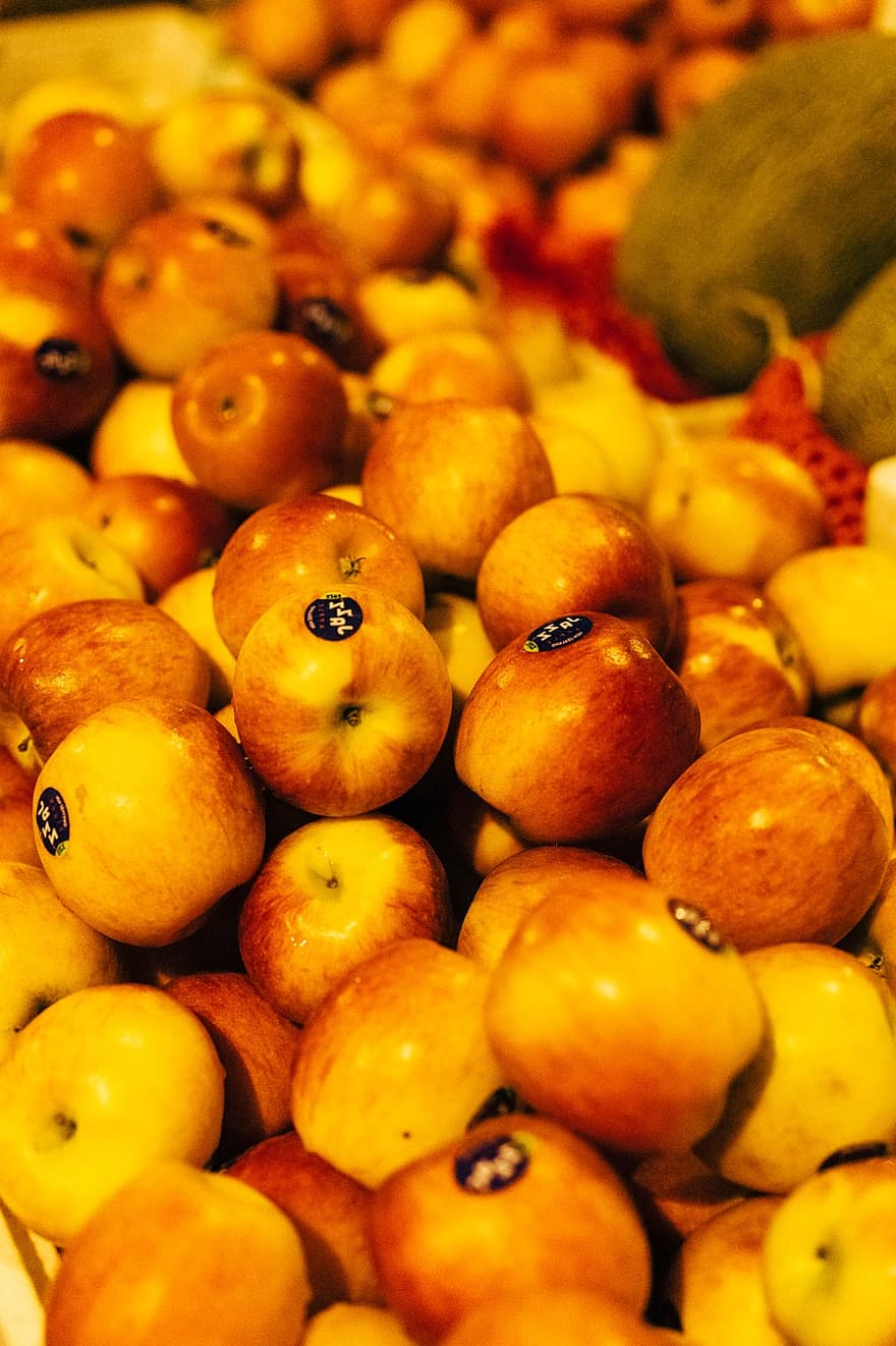 măr, gală, fruct, alimente, proaspăt, portocale, piaţă, galben, sănătos, copt, natură