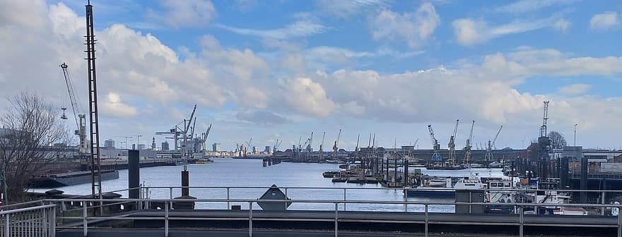 Hamburg, docuri, orașul hanseatic, Germania, Marea Nordului, dock comercial, navă nautică, livrare, macara, mașinărie de construcție, transport