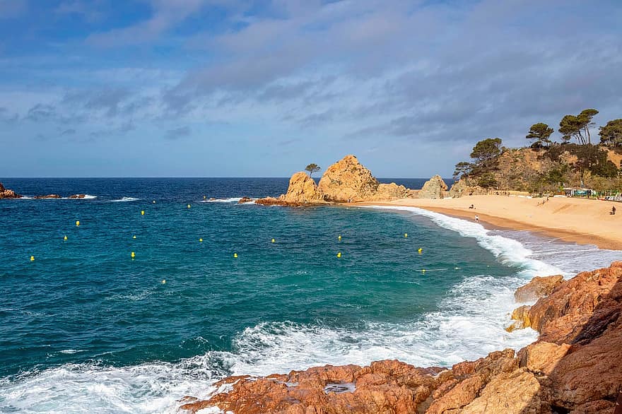 tossa de mar, costa brava, Katalánsko, Španělsko, ostrov, moře, oceán, pláž, pobřežní čára, voda, prázdnin