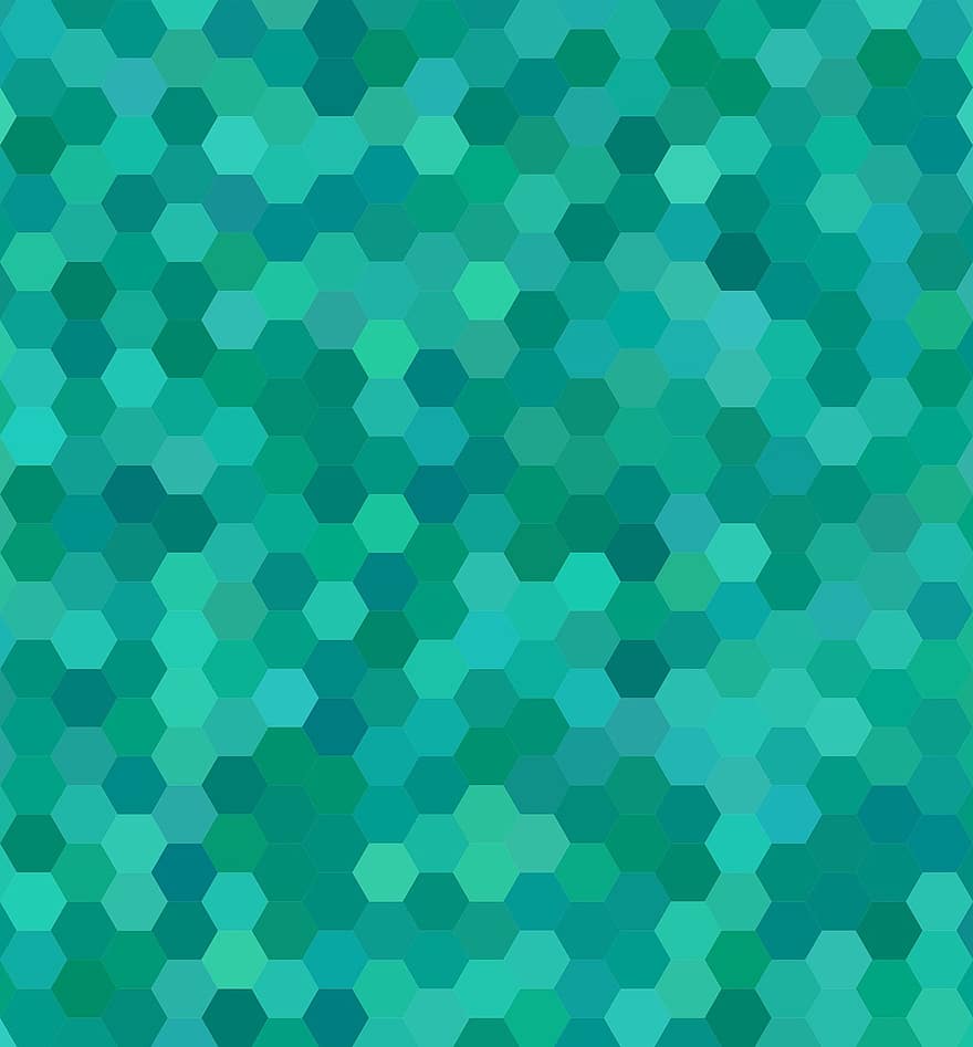 Teal, Blue, Green, Background, Hexagon, Cell, Tile, Mosaic, Polygon, Color, Floor