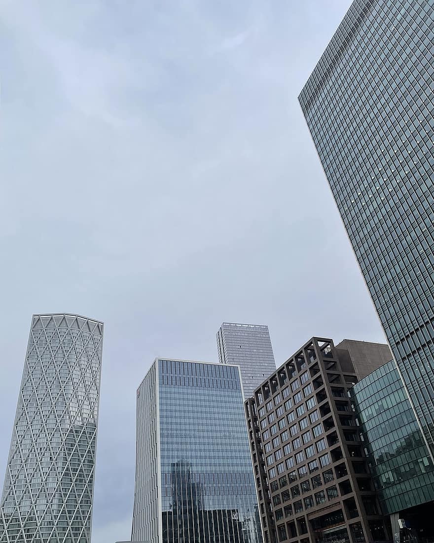 skyline, blå himmel, london, byen london, england, by, bygninger, kontorer, virksomhet