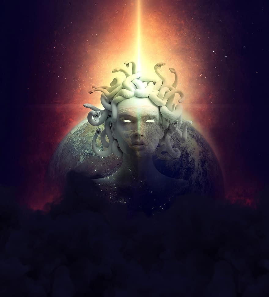 Fantasy, Surreal, Medusa, Gorgo, Mythical, Mysterious, Darkness, Universe