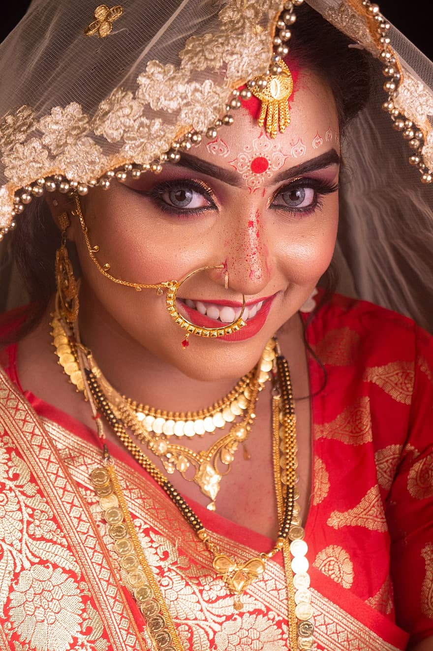 bryllup, indian, brud, indisk kvinne, indisk brud, indisk bryllup, tilbehør, utstyre, modell, portrett, indisk modell