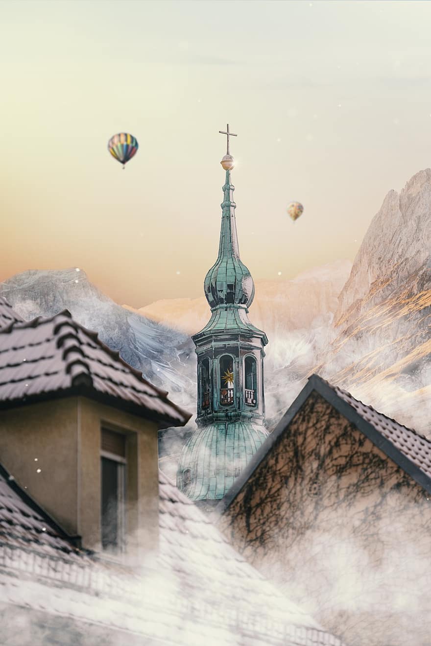 Building, Church, Cathedral, Hot Air Balloons, City, Travel, Air, Nature, Tourism, Sky, Architecture